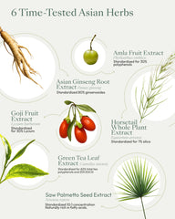 Herbal blend ingredients: amla, ginseng, saw palmetto