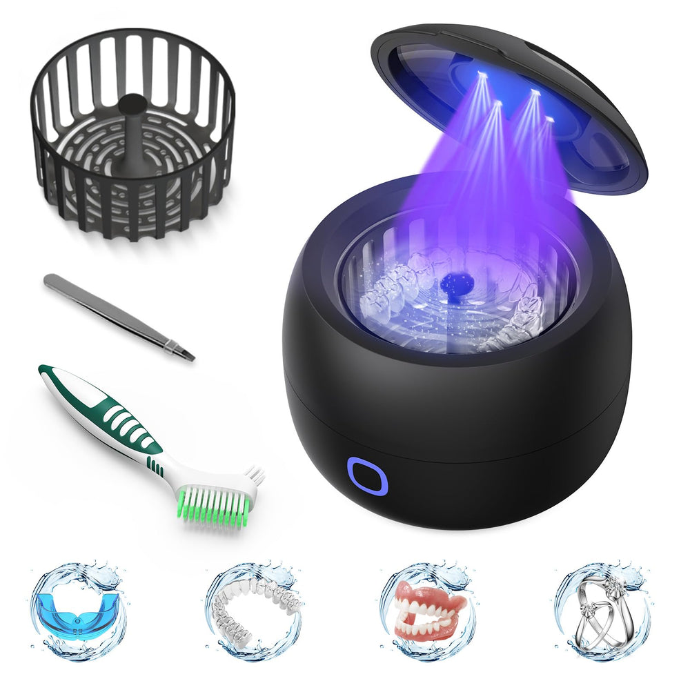 Front view of the Upgraded Ultrasonic Retainer Cleaner with 200ml cleaning pod