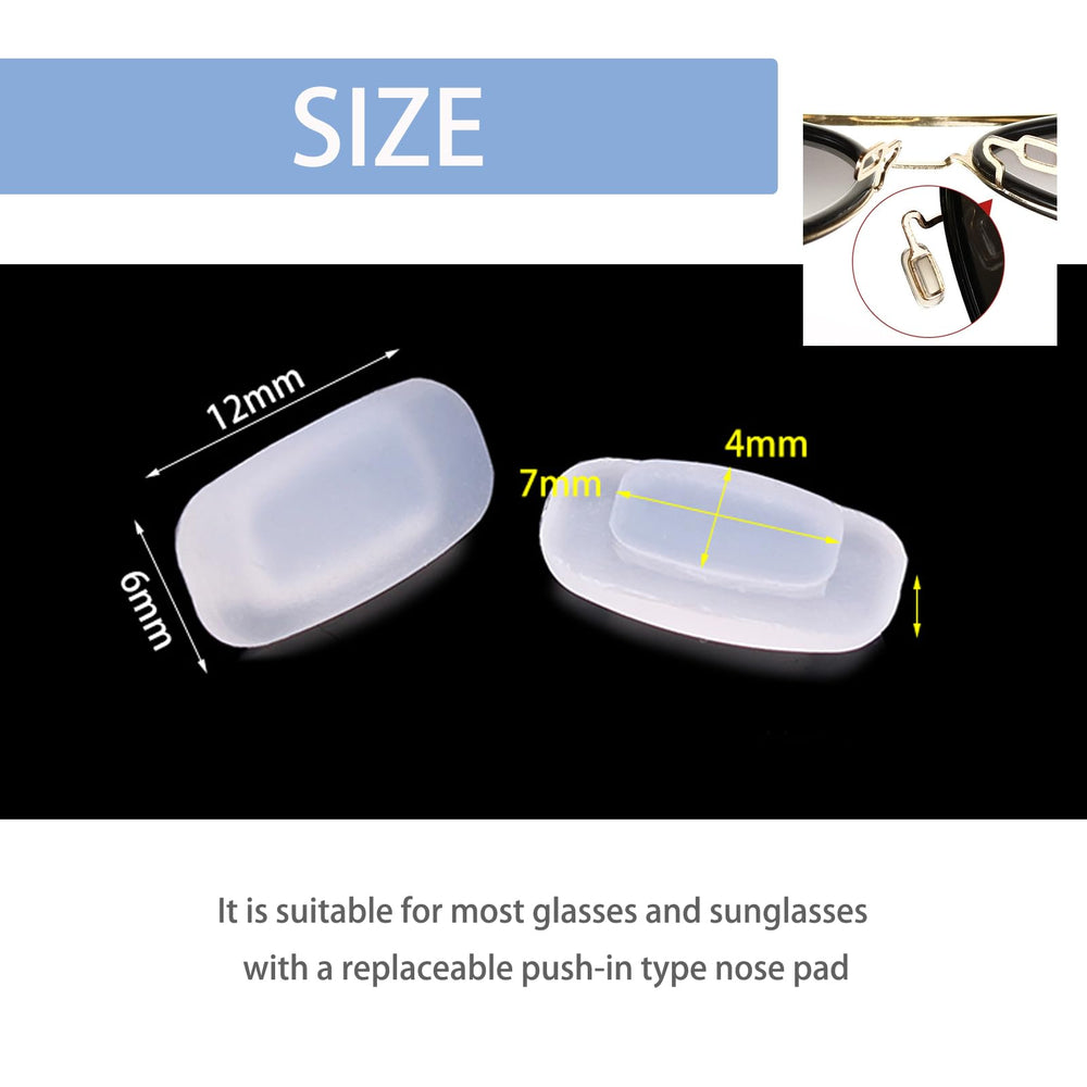 Nose pad size 13 mm by 7 mm for most frames