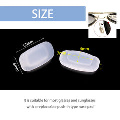 Nose pad size 13 mm by 7 mm for most frames