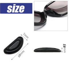 Nose pad dimensions 0.63 x 0.24 inches and 2mm thickness