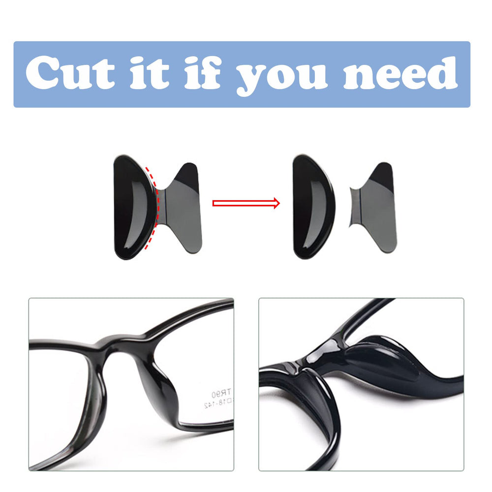 Nose pads on different frame types including plastic frames