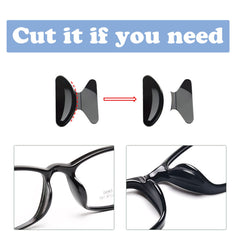 Nose pads on different frame types including plastic frames