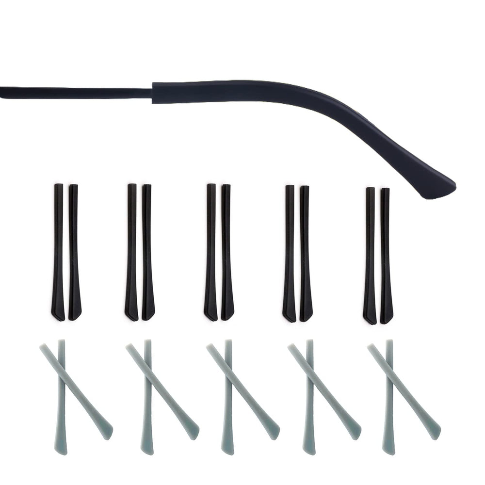 Close-up of UPIONIC silicone glasses end tip on a black temple