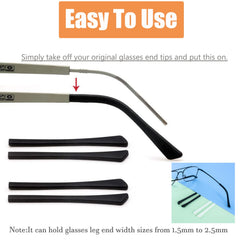 Easy installation: inserting silicone tips onto eyeglass temple