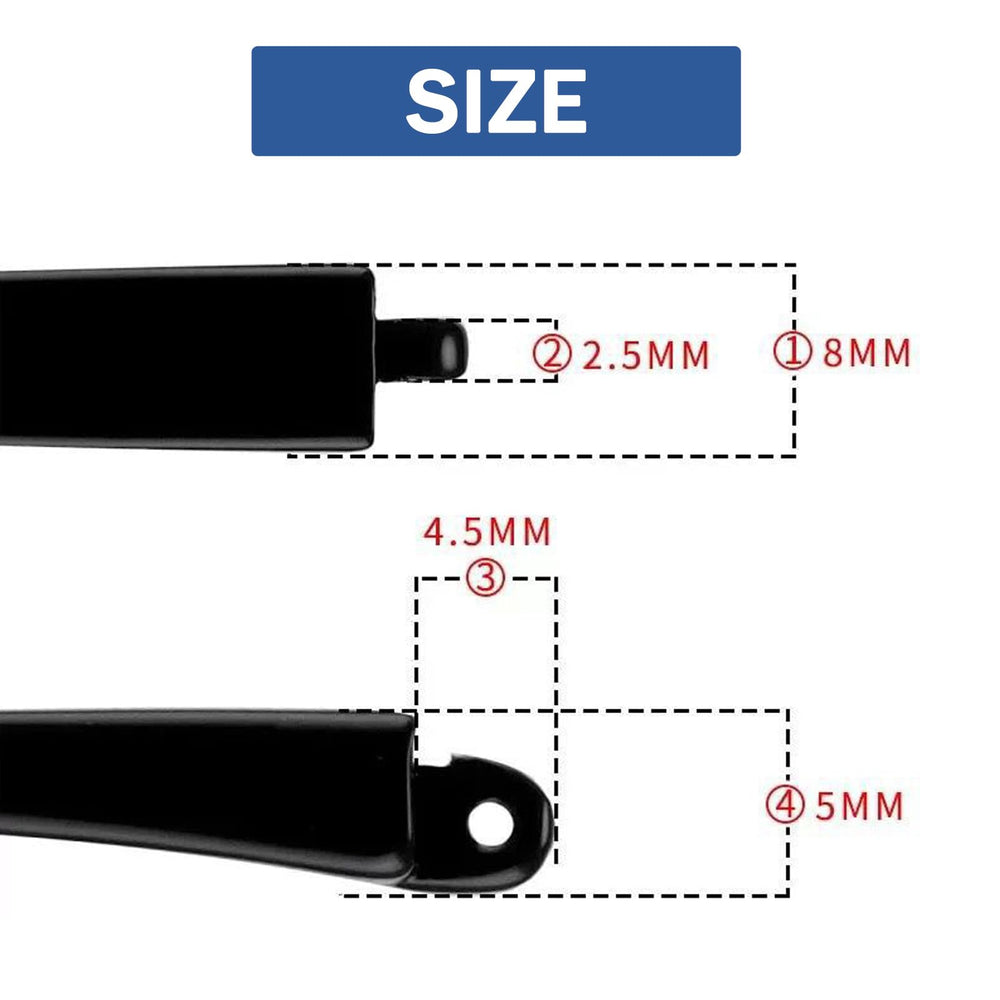 Matte black temple attached to glasses illustrating fit