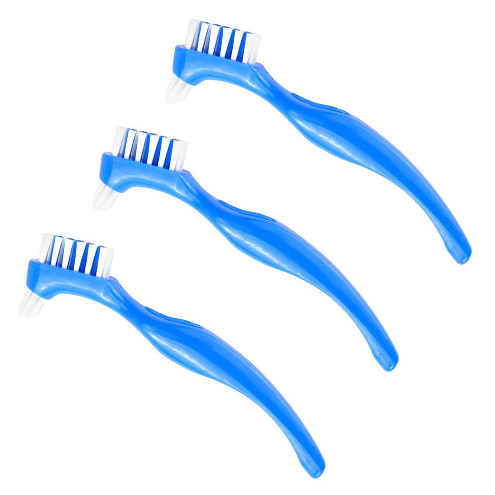 Blue UPIQNG denture toothbrush with double-ended design and anti-slip handle
