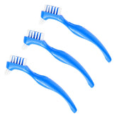 Blue UPIQNG denture toothbrush with double-ended design and anti-slip handle