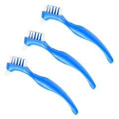 Blue UPIQNG denture toothbrush with double-ended design and anti-slip handle