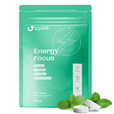 UPLIFE Energy Mints pack close-up showing fresh mint formula for quick boost.