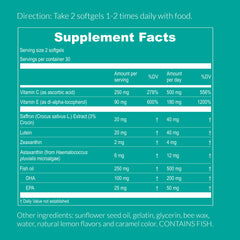 Antioxidants including lutein and zeaxanthin, vitamins C and E