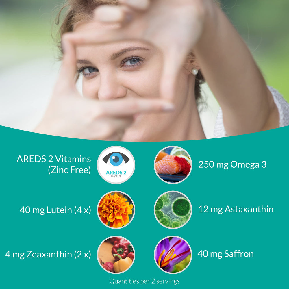 AREDS2 formula with saffron and astaxanthin capsules