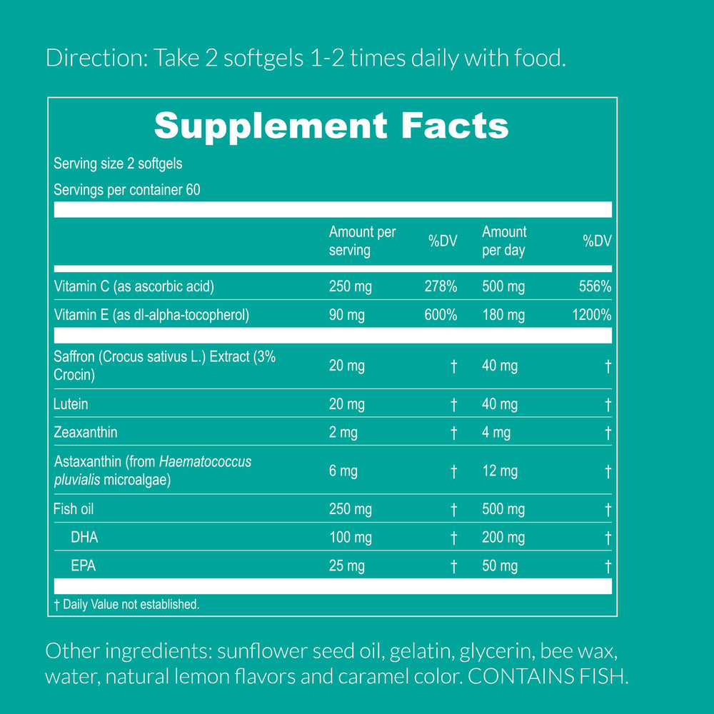 Saffron and Astaxanthin with DHA in UpNourish AREDS 2+