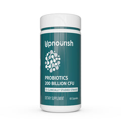 UpNourish Probiotics bottle displaying 200B CFUs