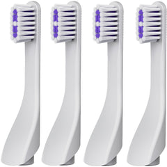 Upplang S1 Replacement Heads 4-Pack with Straight Soft Bristles - White, Medium; Secure Fit for Gum Care and Travel
