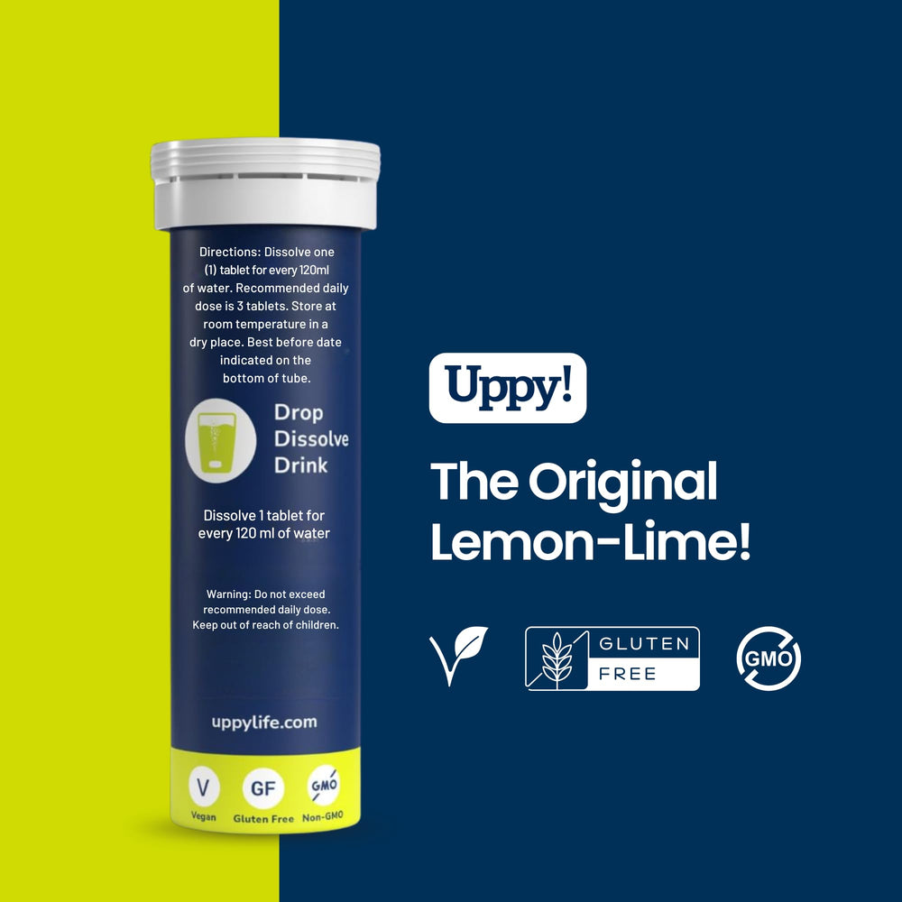 Uppy lemon-lime-ginger close-up – refreshing flavor encourages higher water intake.