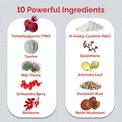 Illustration of key ingredients NAC, TMG and milk thistle in Ultra Liver