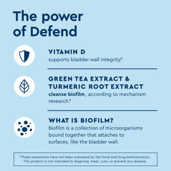 Two Defend capsules with a glass of water for a daily routine