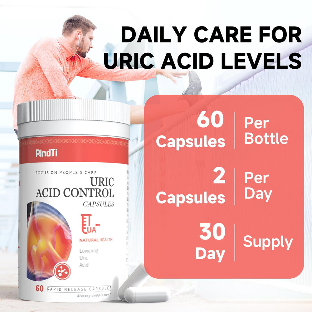 Nutrition label displaying 20 capsules of Uric Acid Flush