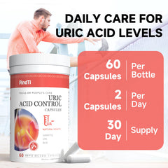 Nutrition label displaying 20 capsules of Uric Acid Flush