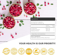 Urinary tract health support with D Mannose 1000mg capsules