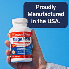 U.S. Doctors’ Clinical Mega MSM label detail emphasizing quality and doctor backing.