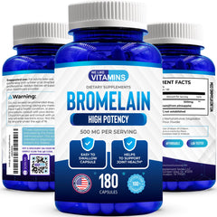 USA-made bromelain capsules in a bottle