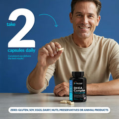USA-made bottle of 90 capsules for DHEA and pregnenolone complex