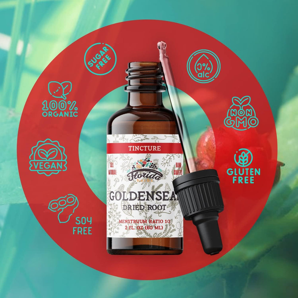 Made in USA label on Goldenseal tincture bottle
