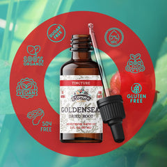 Made in USA label on Goldenseal tincture bottle