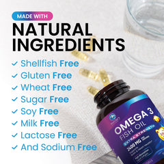 Made in the USA omega-3 fish oil softgels bottle