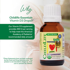 Pediatrician-approved CHILDLIFE Vitamin D3 Drops product label