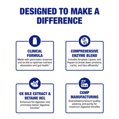 Usage guide and benefits label for the enzyme supplement