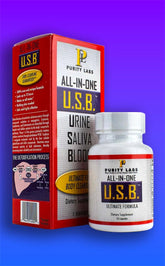U.S.B. Purity Labs All-in-One bottle ready for daily detox support