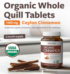 Close up of Ceylon Cinnamon Pills bottle showing 1000mg per serving