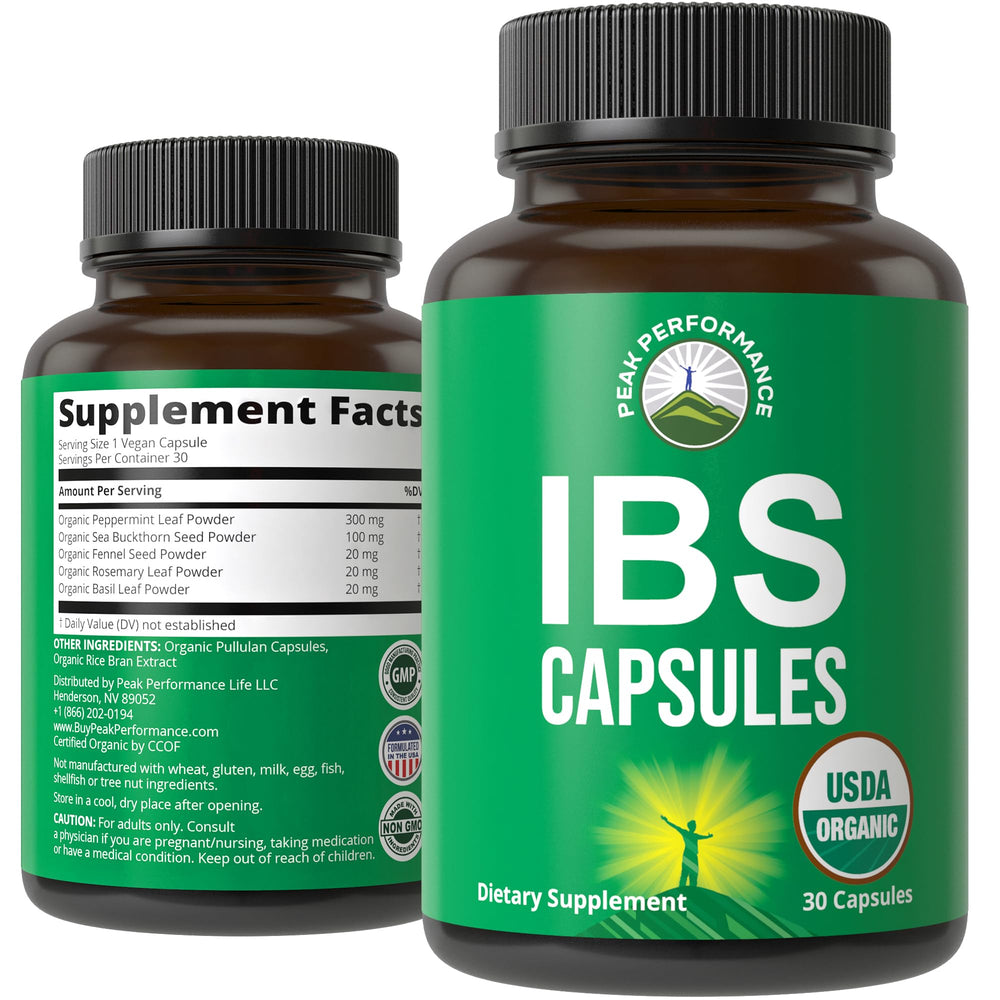 USDA Organic IBS Capsules bottle – front view
