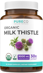 Bottle of USDA Organic Milk Thistle Capsules with 300mg 30:1 extract