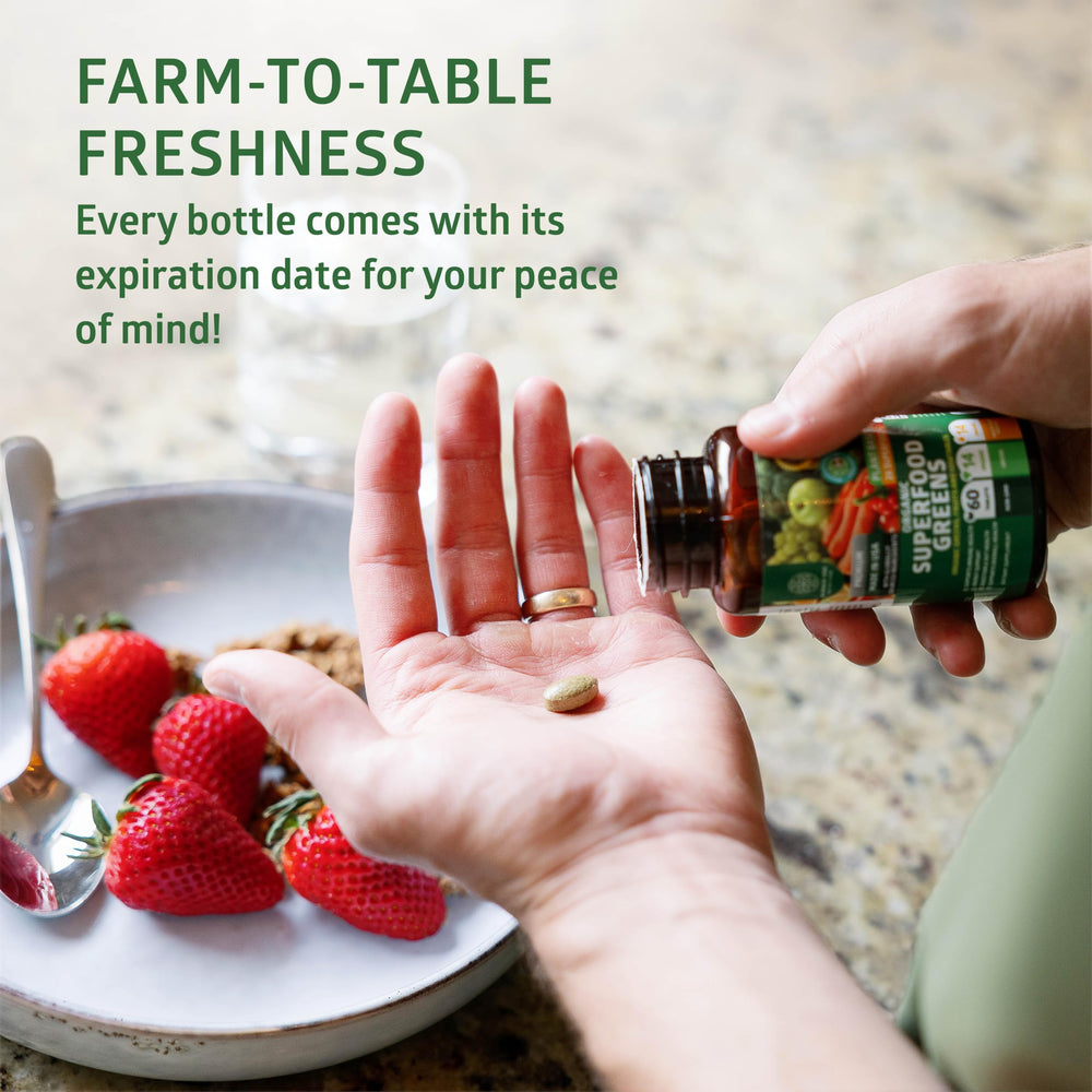 Product packaging and bottle displayed on neutral backdrop