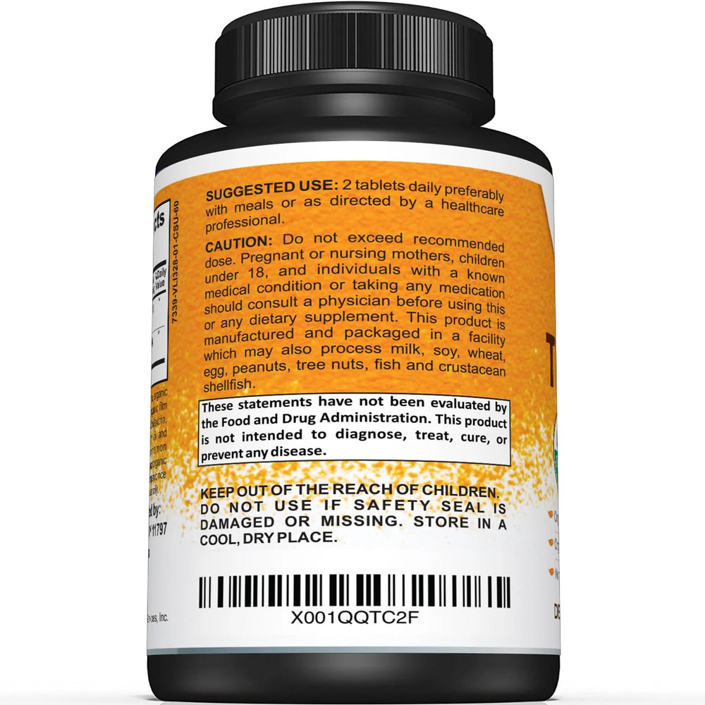Illustration showing 1,400mg turmeric per serving with black pepper