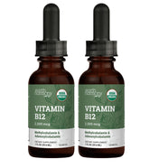 Front view of USDA Organic Vitamin B12 liquid drops 2000mcg 2-pack 1 oz