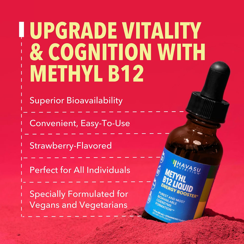 Side view of 1 oz bottle of B12 liquid drops