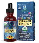 USDA Organic Vitamin D3 K2 Drops bottle for kids 2oz
