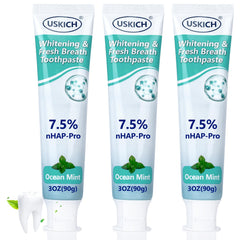 Front view of USKICH Ocean Mint toothpaste three-pack