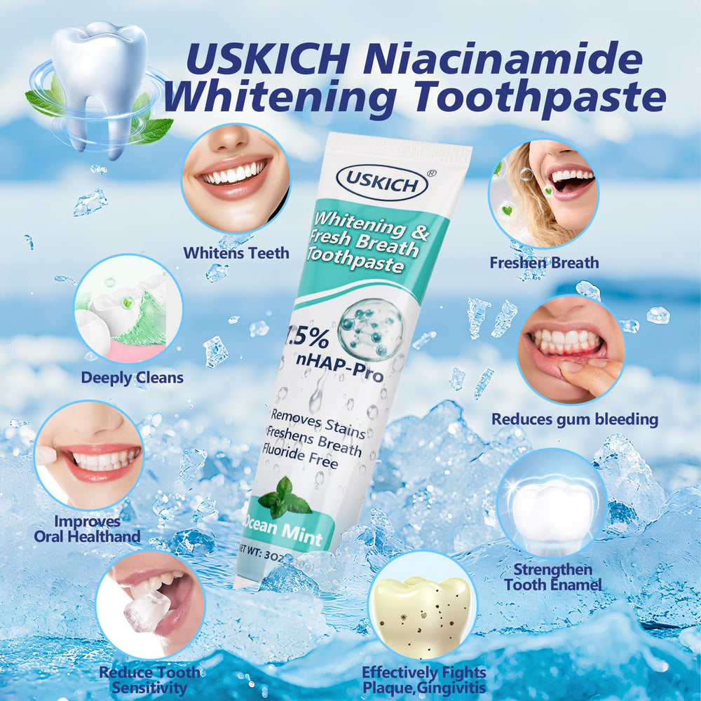 Three 3 oz toothpaste tubes in packaging display