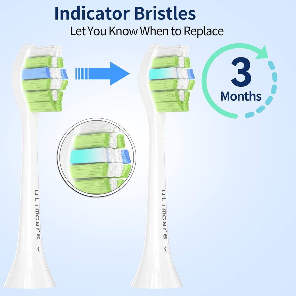 Individually wrapped Utimcare Sonicare replacement heads with hygienic caps