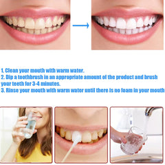 Whitening toothpaste foam brushing teeth