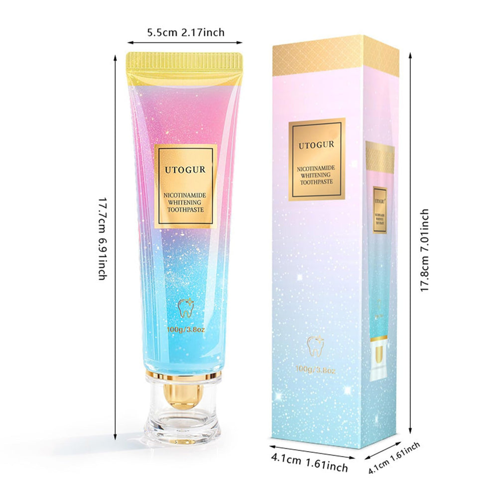 Utogur whitening toothpaste packaging with logo on white background