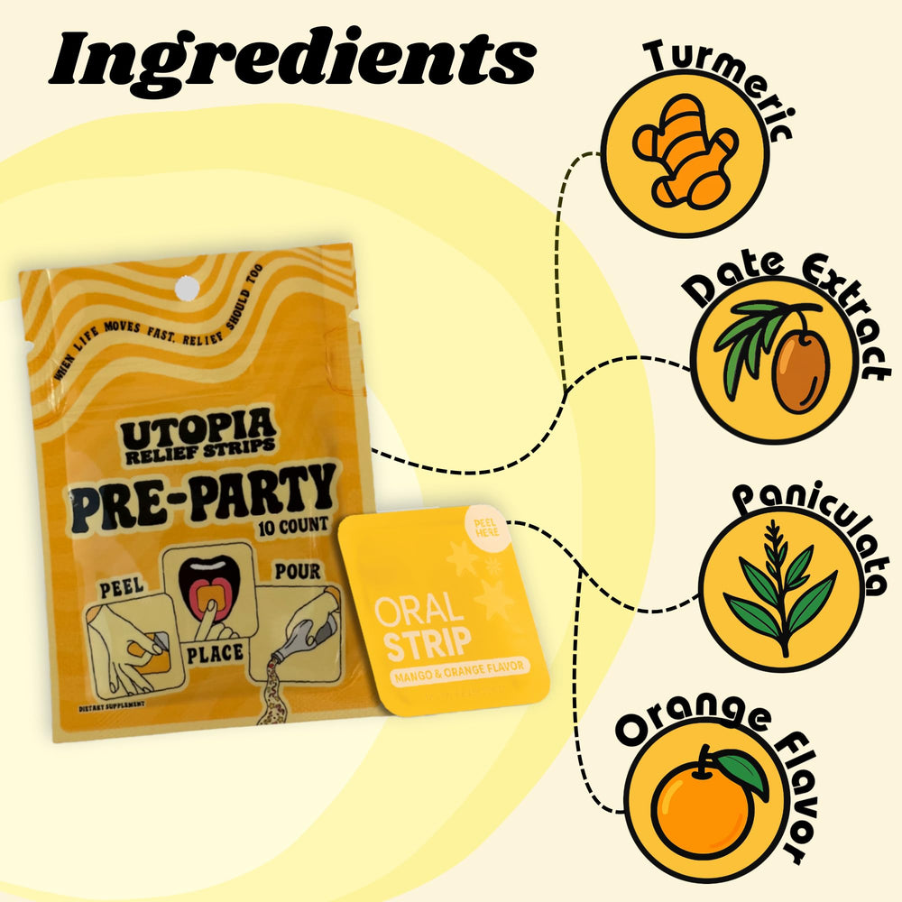 Turmeric curcumin and electrolytes in Pre Party Strips