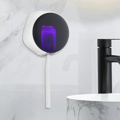 Front view of UV toothbrush case sanitizer with compact portable design