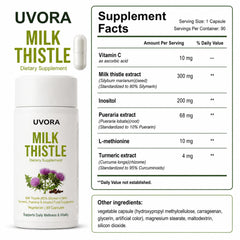 UVORA Milk Thistle next to ruler to show capsule bottle size and travel-friendliness